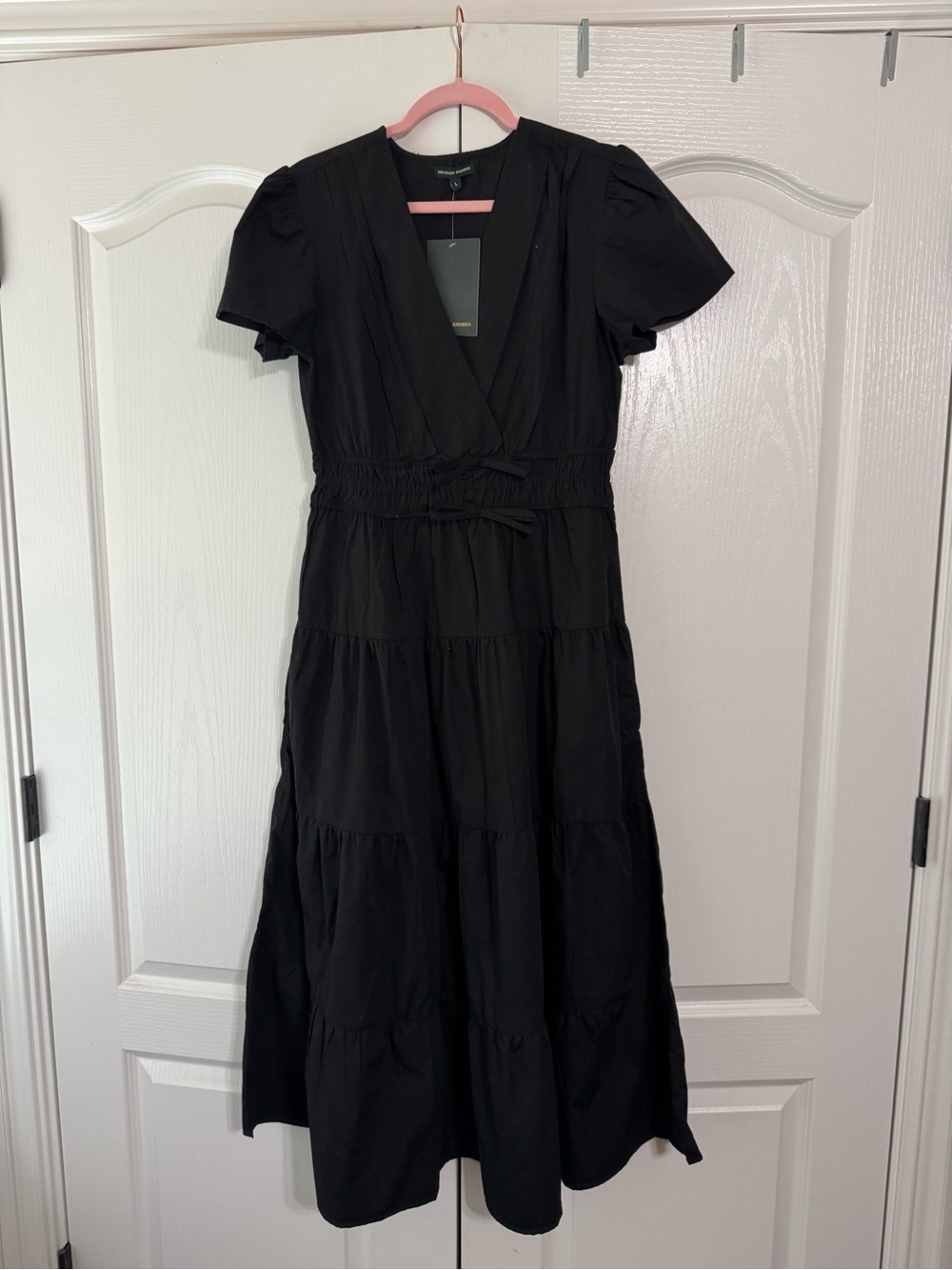 Women's Black Tiered V-Neck Maxi Dress